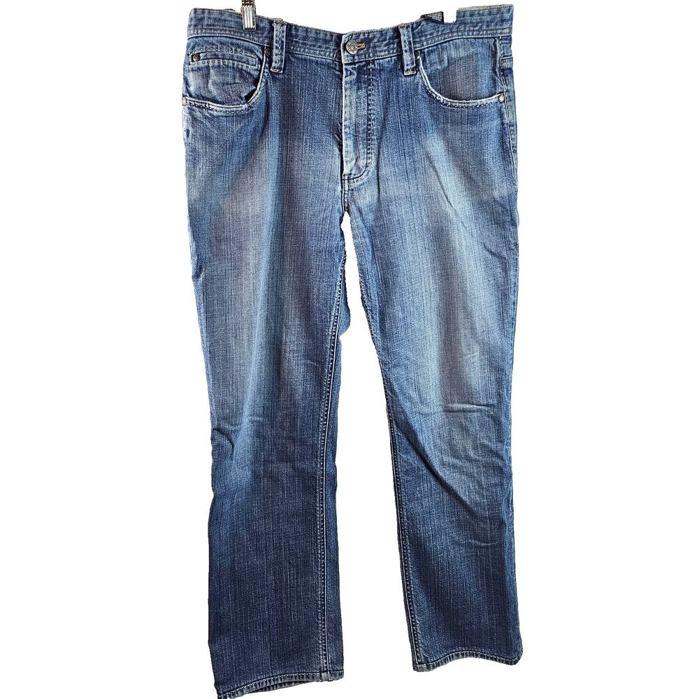 Nat Nast Jeans Mens 36x34 Blue Denim Maverick Fit Straight Stretch Casual Hemmed
